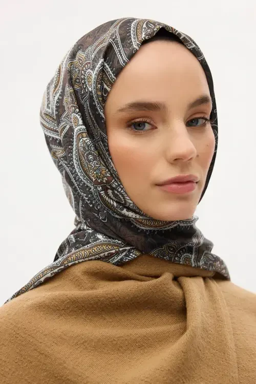 Cyristal Shine Şal - Kahve - Camellia Scarfs (1)