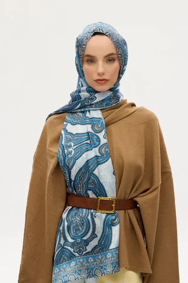 Cyristal Shine Şal - Mavi - Camellia Scarfs