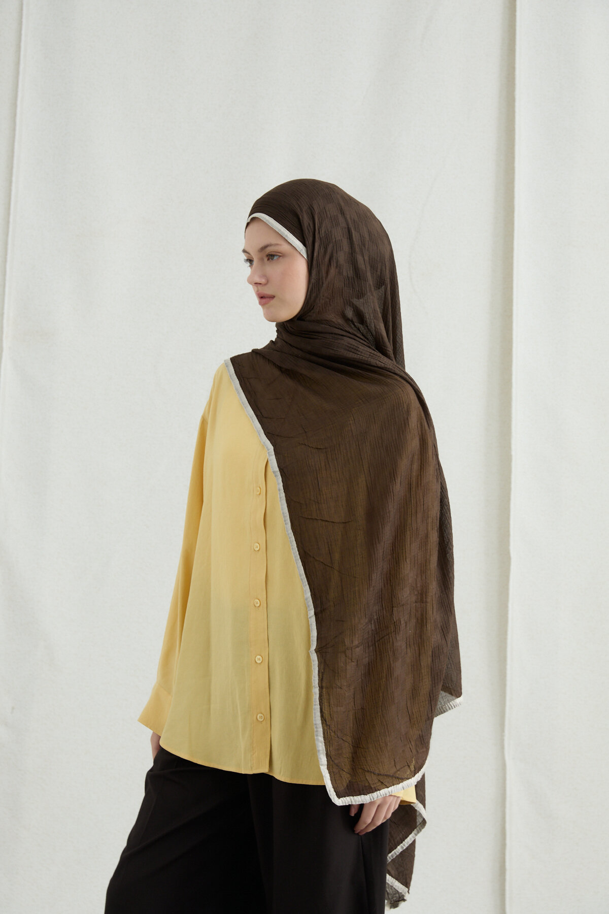 Dama Müslin Şal - Kahve - Camellia Scarfs (1)