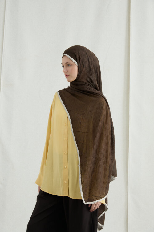 Dama Müslin Şal - Kahve - Camellia Scarfs (1)