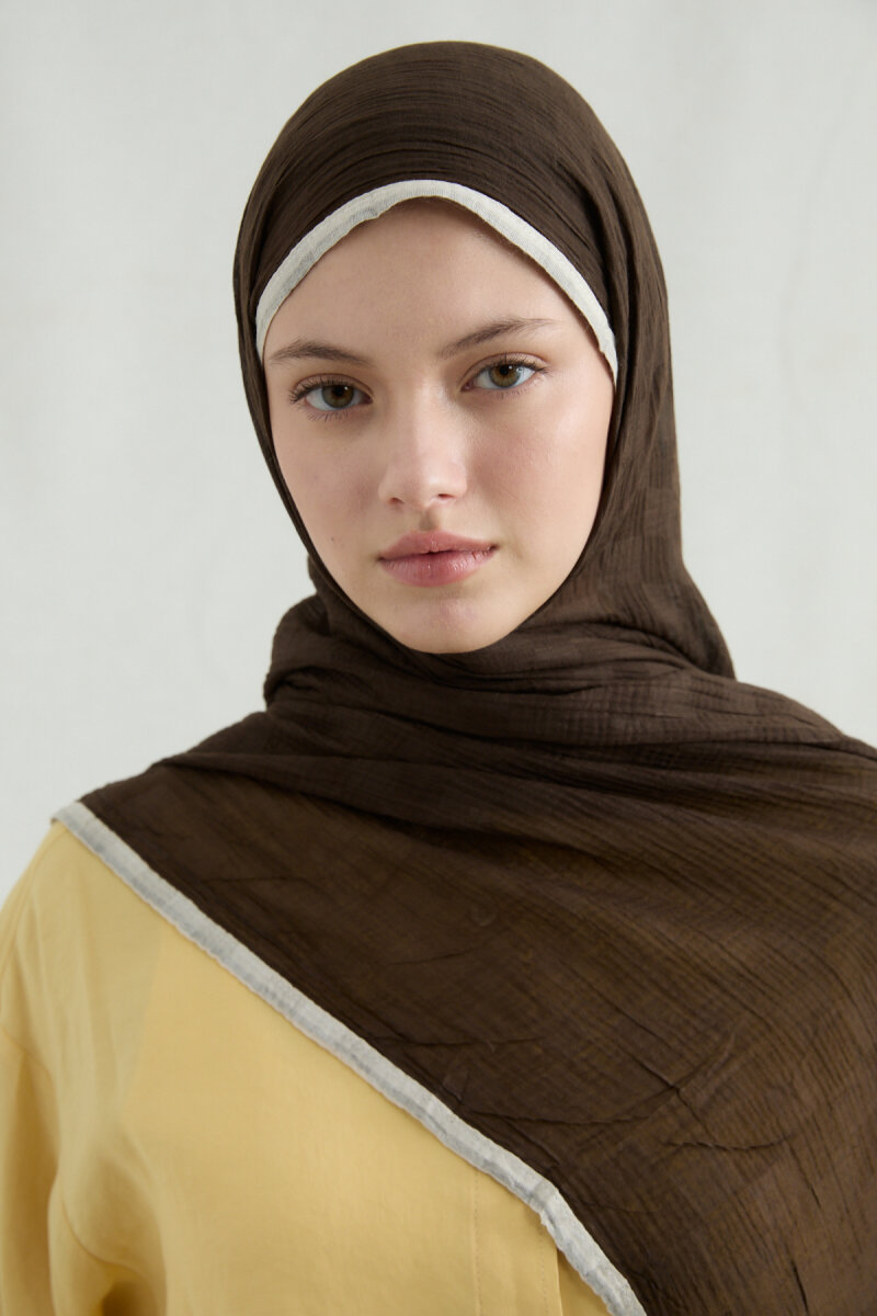 Dama Müslin Şal - Kahve - 4