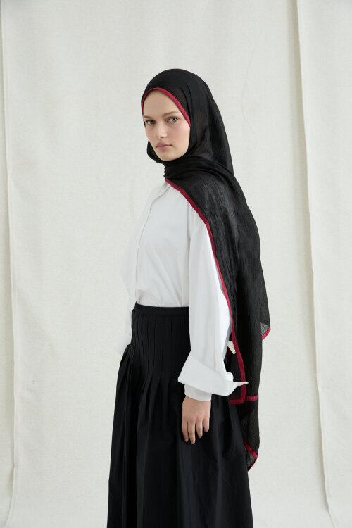 Dama Müslin Şal - Siyah - Camellia Scarfs