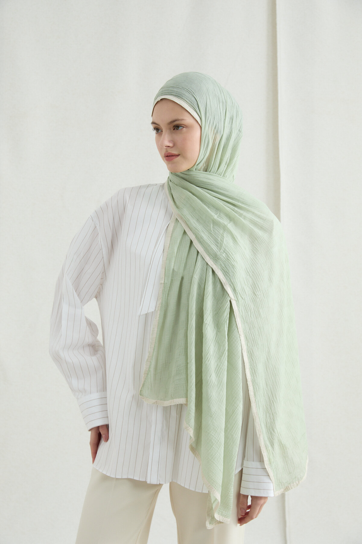 Dama Müslin Şal - Su Yeşili - Camellia Scarfs (1)