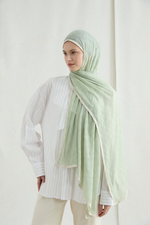 Dama Müslin Şal - Su Yeşili - Camellia Scarfs (1)