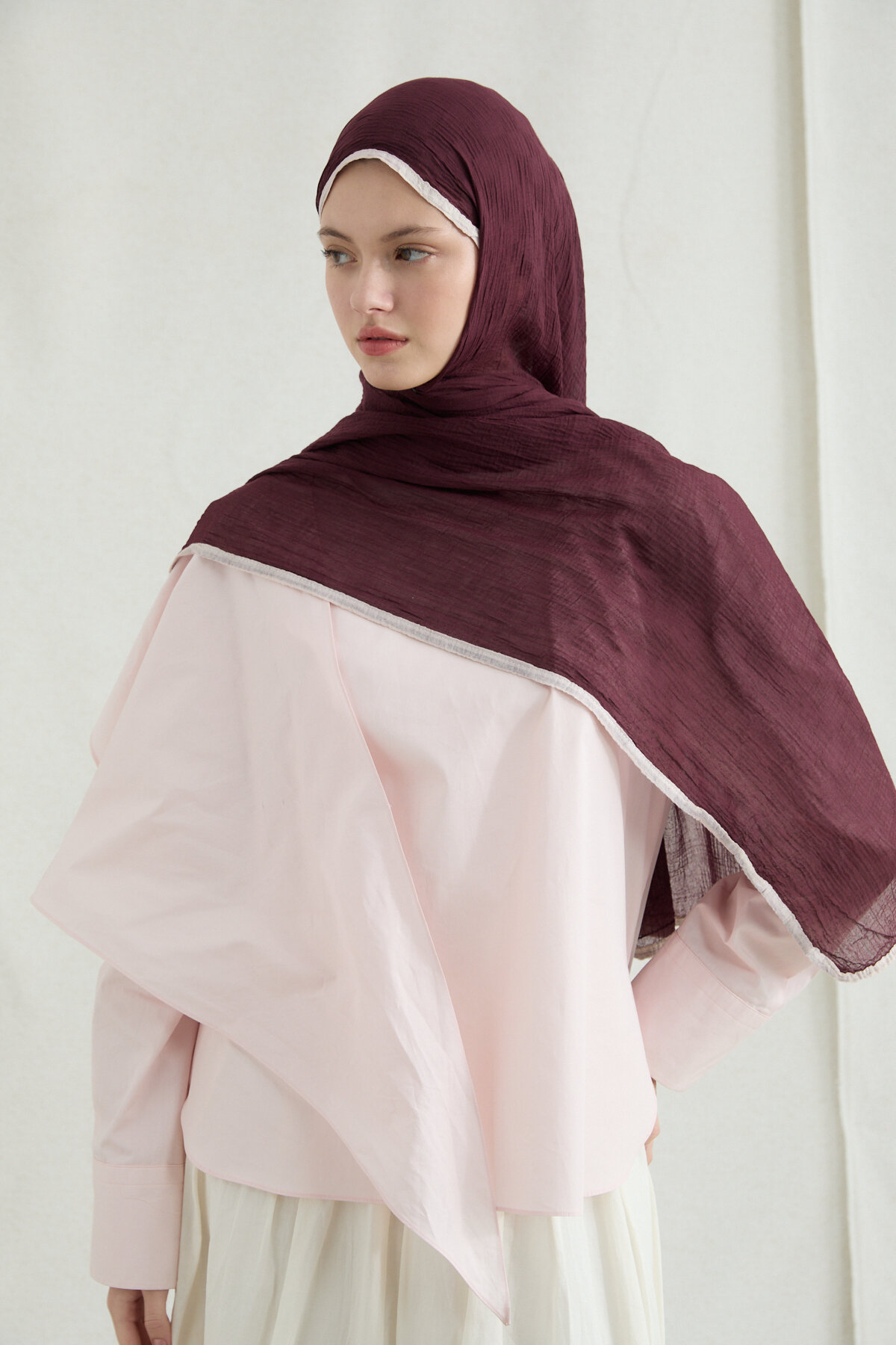 Dama Müslin Şal - Vişne - Camellia Scarfs (1)