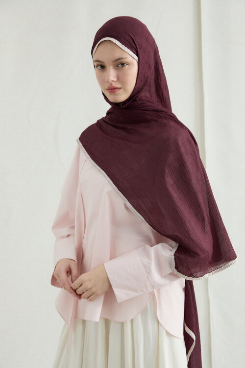 Dama Müslin Şal - Vişne - Camellia Scarfs