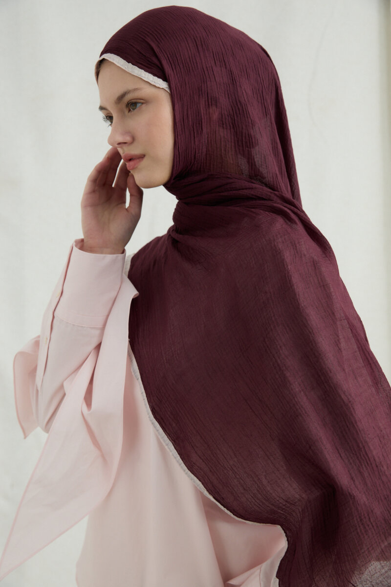 Dama Müslin Şal - Vişne - 4