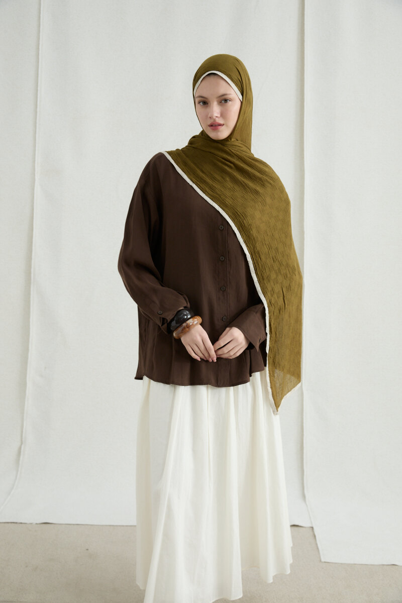 Dama Müslin Şal - Yağ Yeşili - 1