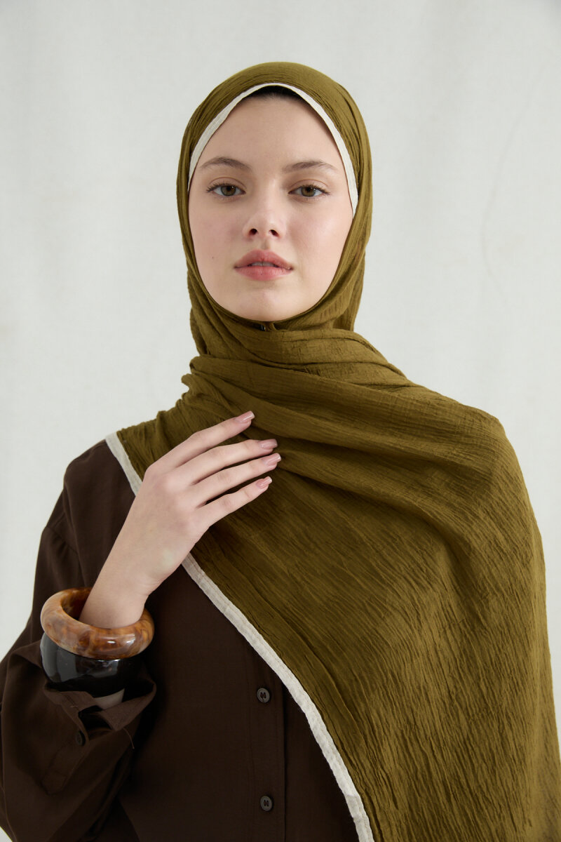 Dama Müslin Şal - Yağ Yeşili - 4