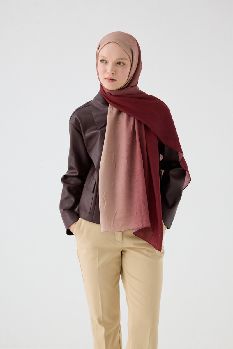 Degrade Kraş Şal - Bordo Bej - 1