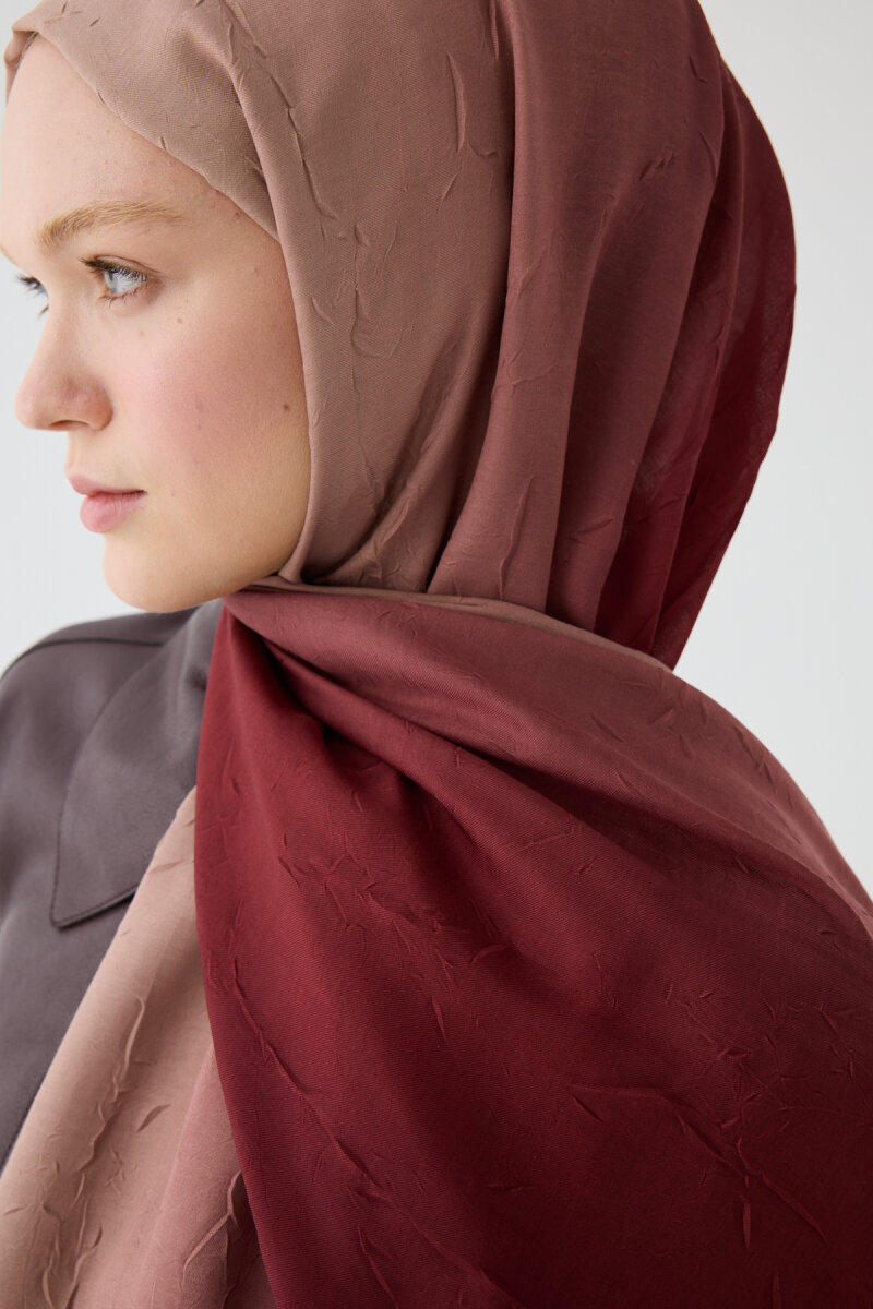 Degrade Kraş Şal - Bordo Bej - 3