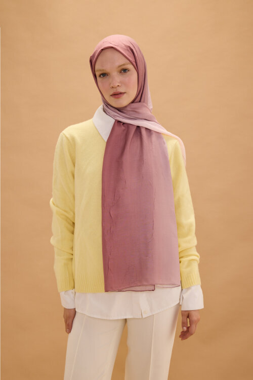 Degrade Kraş Şal - Gül Kurusu - Camellia Scarfs