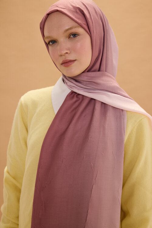 Degrade Kraş Şal - Gül Kurusu - Camellia Scarfs (1)