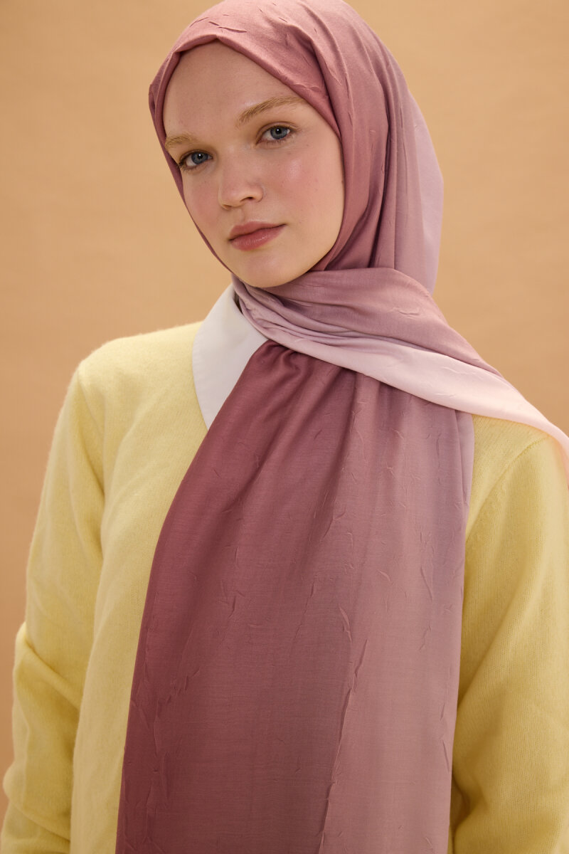 Degrade Kraş Şal - Gül Kurusu - 2