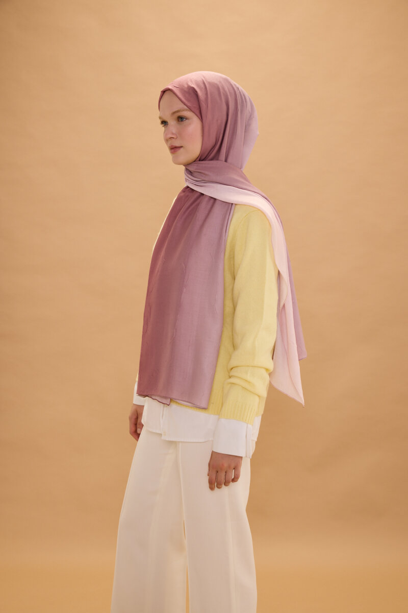 Degrade Kraş Şal - Gül Kurusu - 3