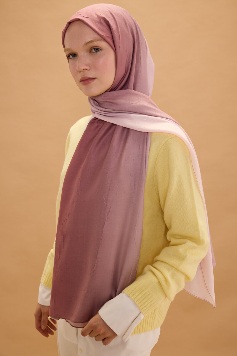 Degrade Kraş Şal - Gül Kurusu - 4