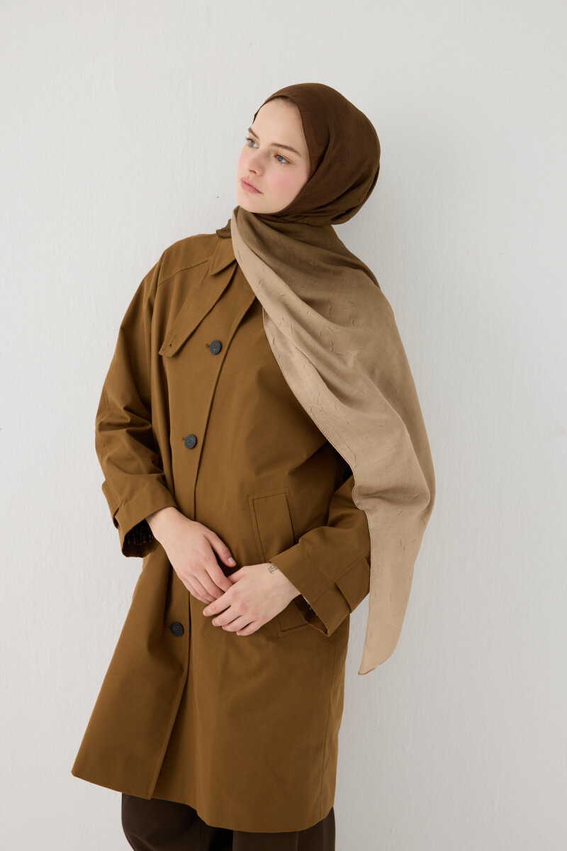 Degrade Kraş Şal - Haki Bej - 2