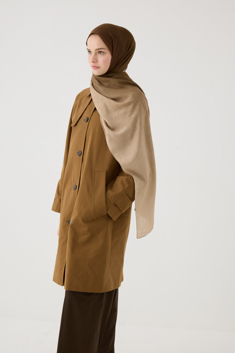 Degrade Kraş Şal - Haki Bej - 3