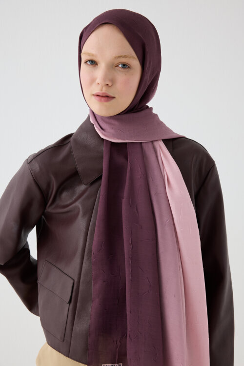 Degrade Kraş Şal - Pudra Mor - Camellia Scarfs (1)