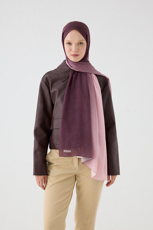 Degrade Kraş Şal - Pudra Mor - Camellia Scarfs