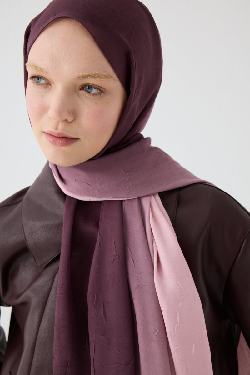 Degrade Kraş Şal - Pudra Mor - 4