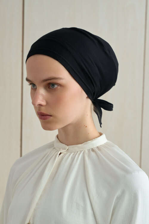 Düz Dikişli Bone - Siyah - Camellia Scarfs (1)