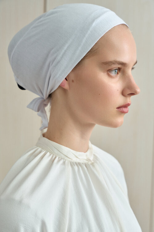 Düz Dikişsiz Bone - Beyaz - Camellia Scarfs