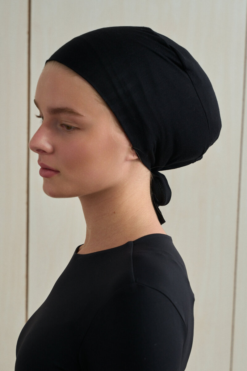 Düz Dikişsiz Bone - Siyah - 4