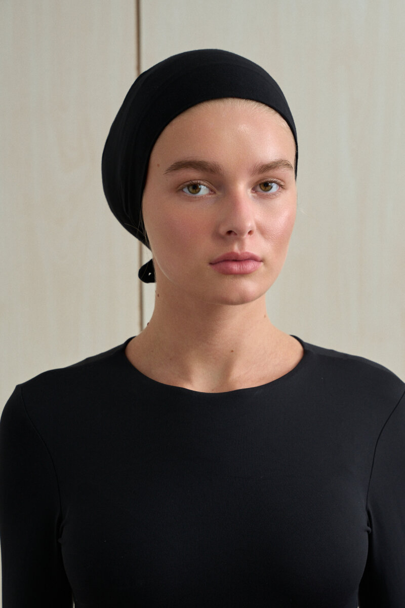 Düz Dikişsiz Bone - Siyah - 3