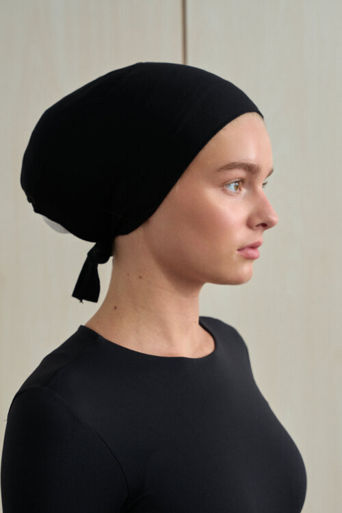 Düz Dikişsiz Bone - Siyah - cs camellia scarf