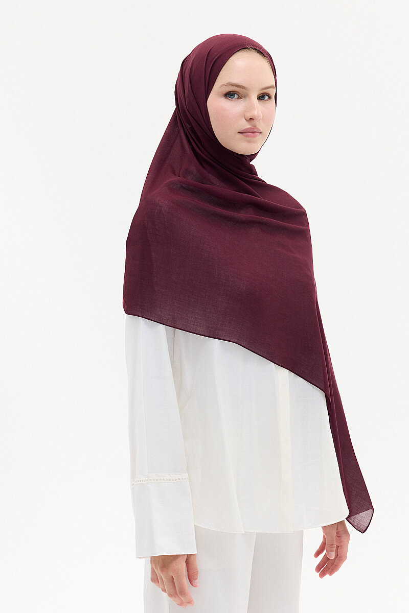 Düz Rami Şal - Bordo - 3