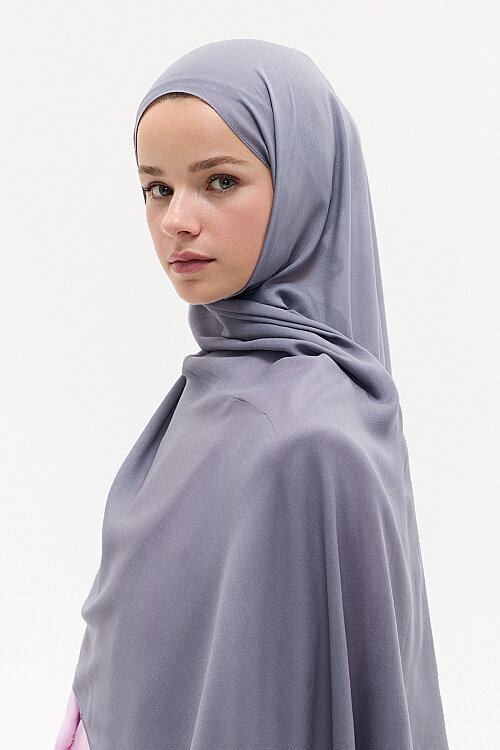 Düz Rami Şal - Gri - Camellia Scarfs (1)