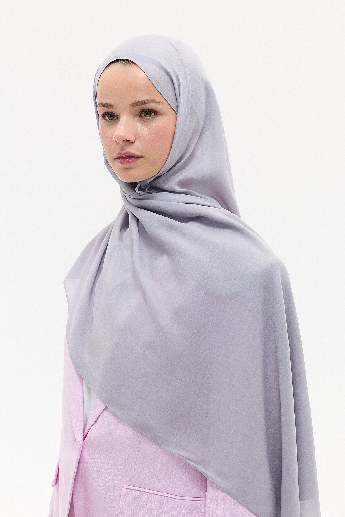 Düz Rami Şal - Gümüş - Camellia Scarfs (1)