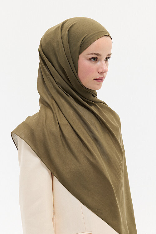 Düz Rami Şal - Haki - Camellia Scarfs (1)