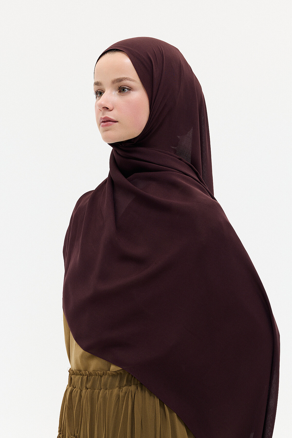 Düz Rami Şal - Kahve - Camellia Scarfs