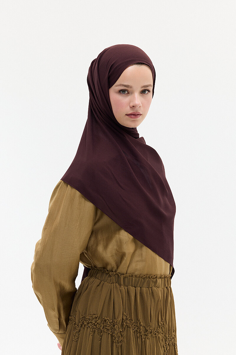 Düz Rami Şal - Kahve - 4
