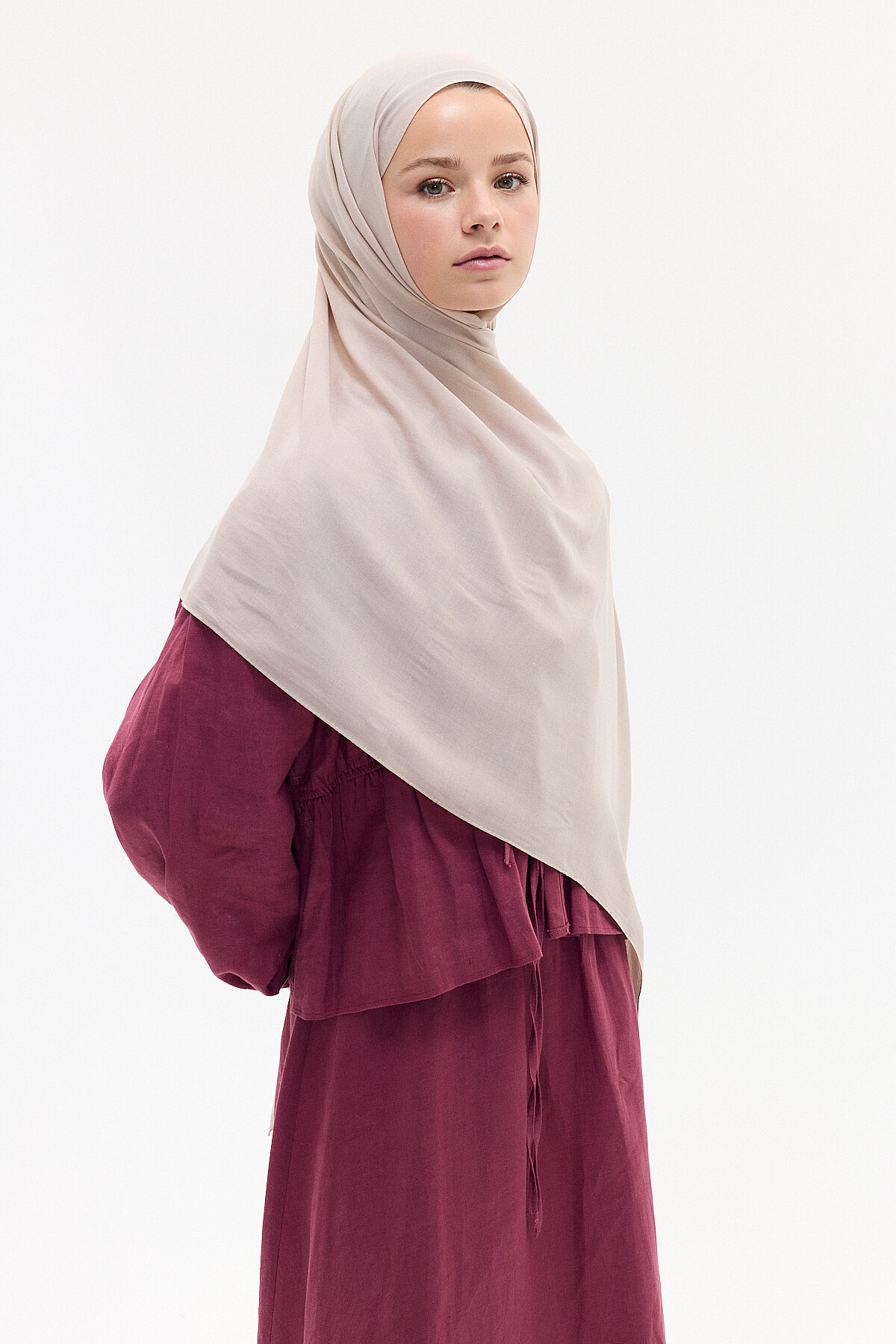 Düz Rami Şal - Krem - Camellia Scarfs (1)