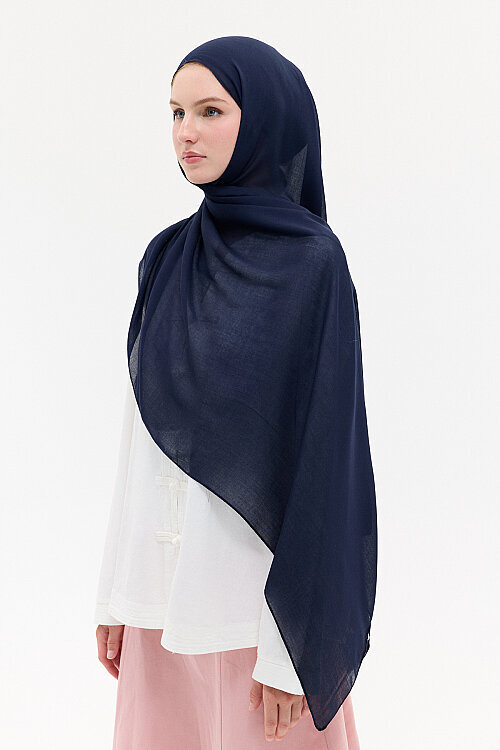 Düz Rami Şal - Lacivert - Camellia Scarfs (1)