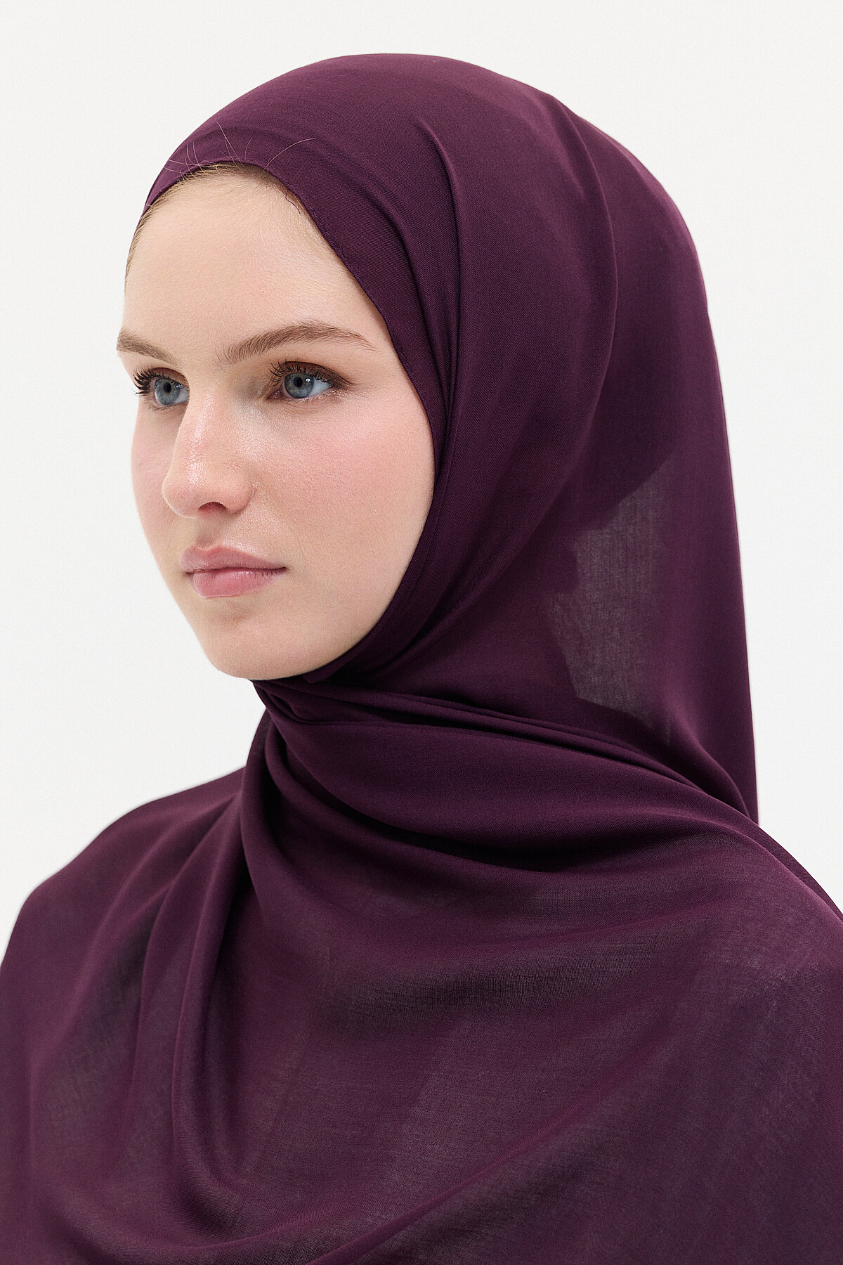 Düz Rami Şal - Mürdüm - Camellia Scarfs (1)