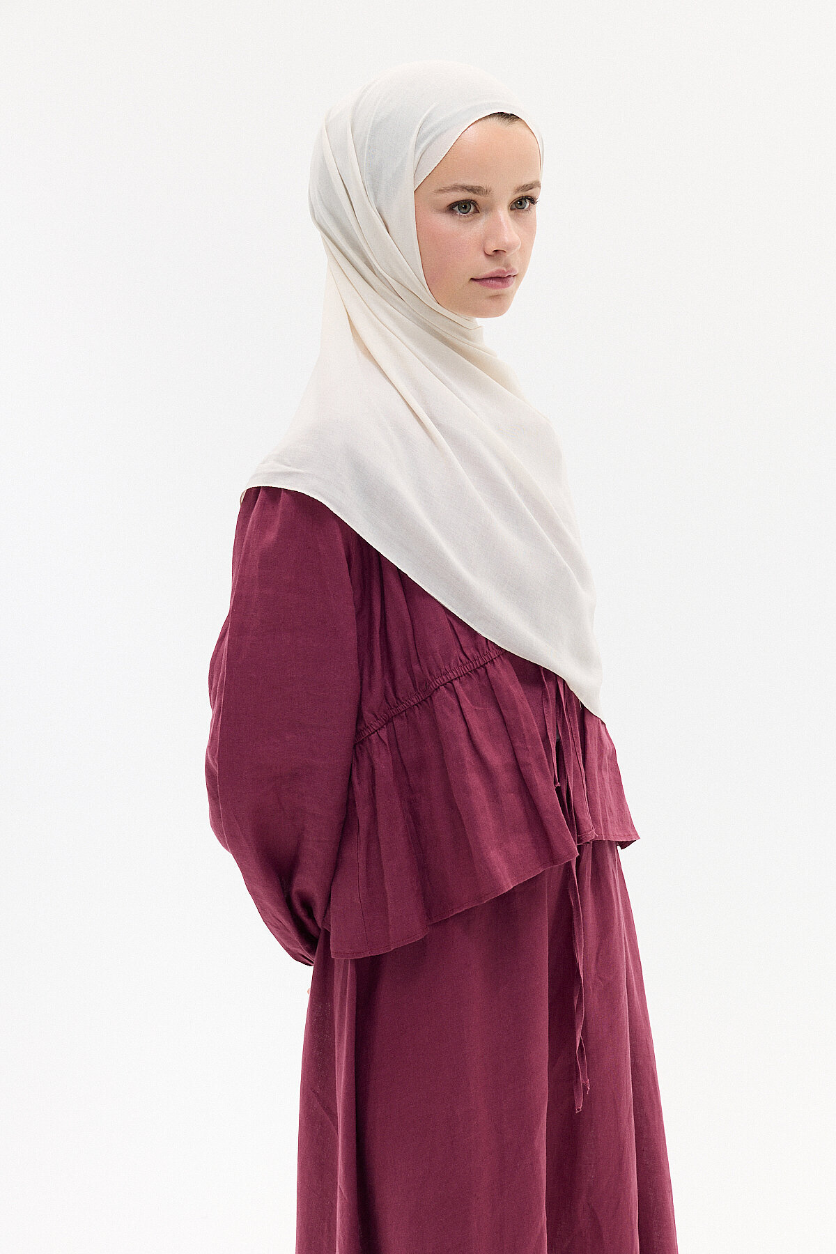 Düz Rami Şal - Taş - Camellia Scarfs (1)