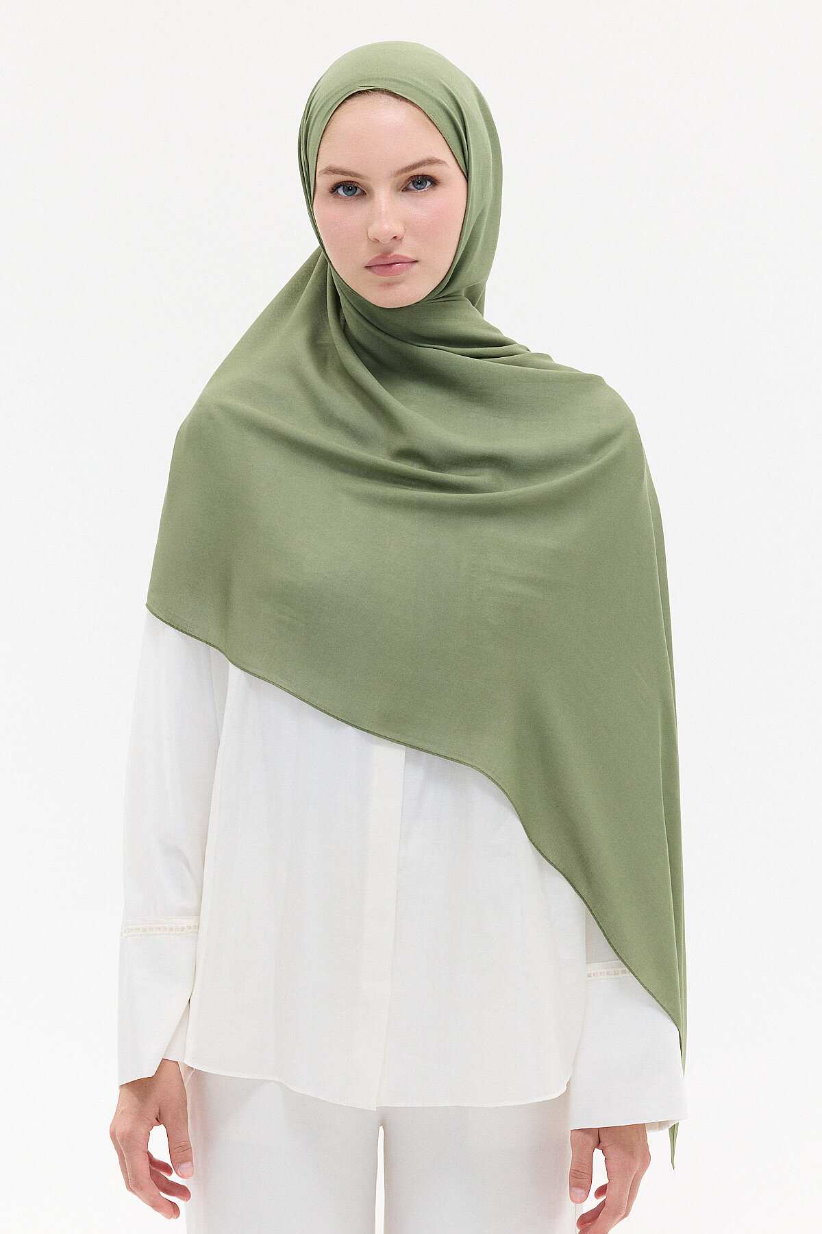 Düz Rami Şal - Yeşil - Camellia Scarfs
