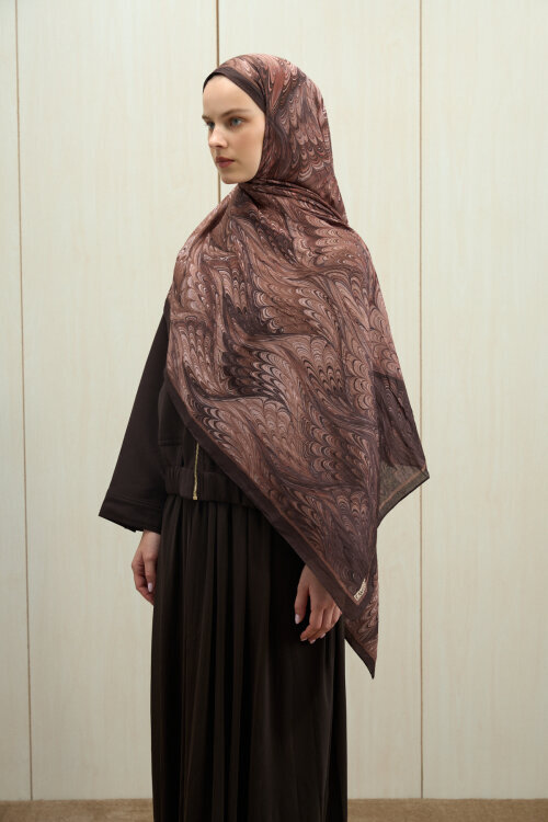 Ebruel Kraş Şal - Acı Kahve - Camellia Scarfs (1)