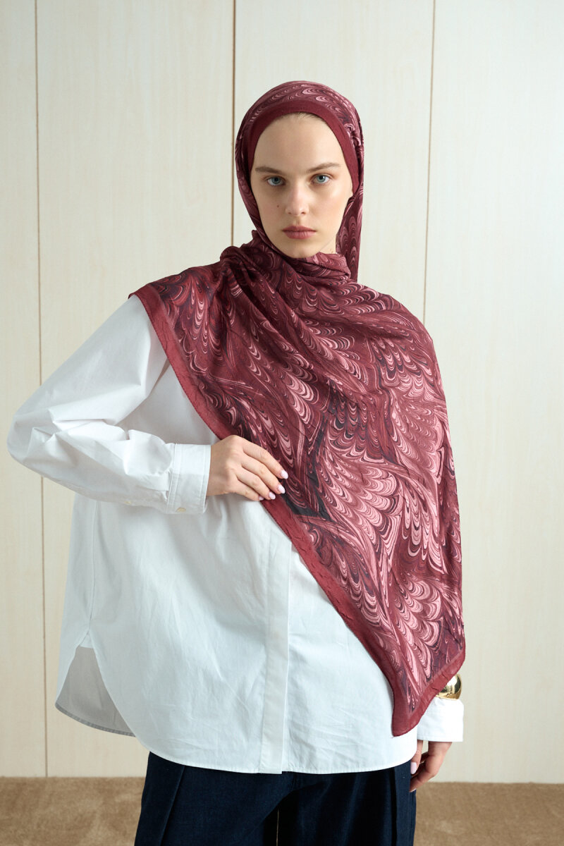 Ebruel Kraş Şal - Bordo - 1