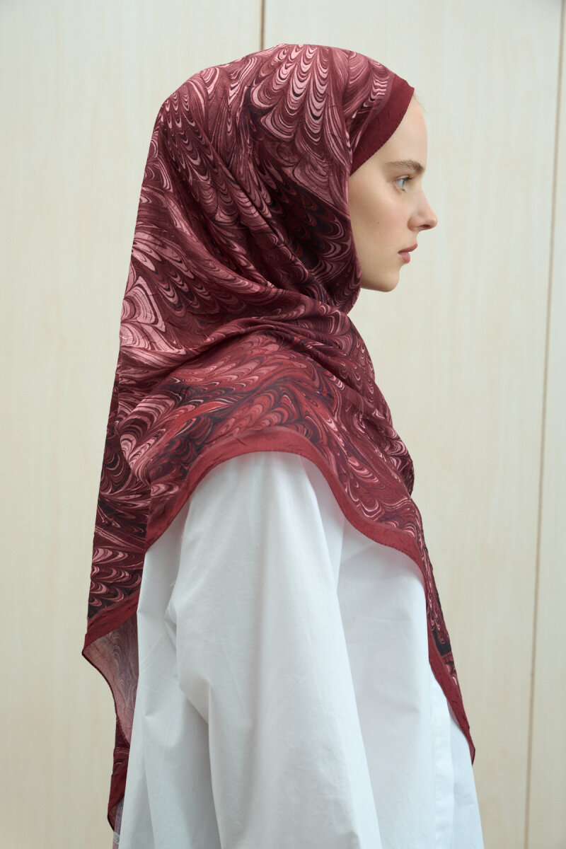 Ebruel Kraş Şal - Bordo - 2