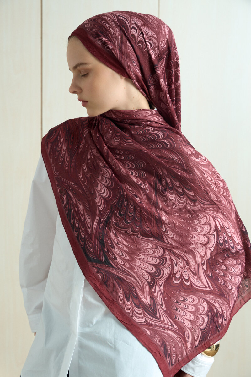Ebruel Kraş Şal - Bordo - 3