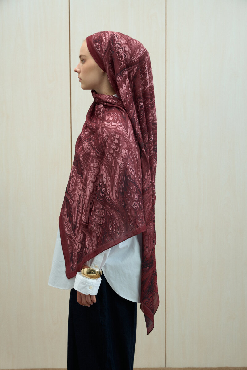 Ebruel Kraş Şal - Bordo - 4