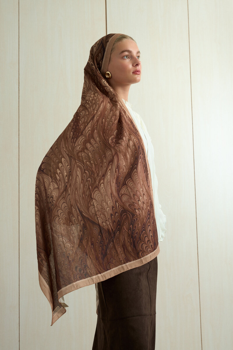 Ebruel Kraş Şal - Karamel - 1