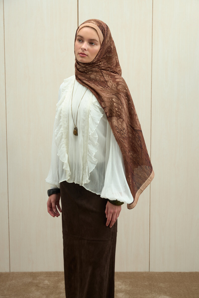 Ebruel Kraş Şal - Karamel - 2