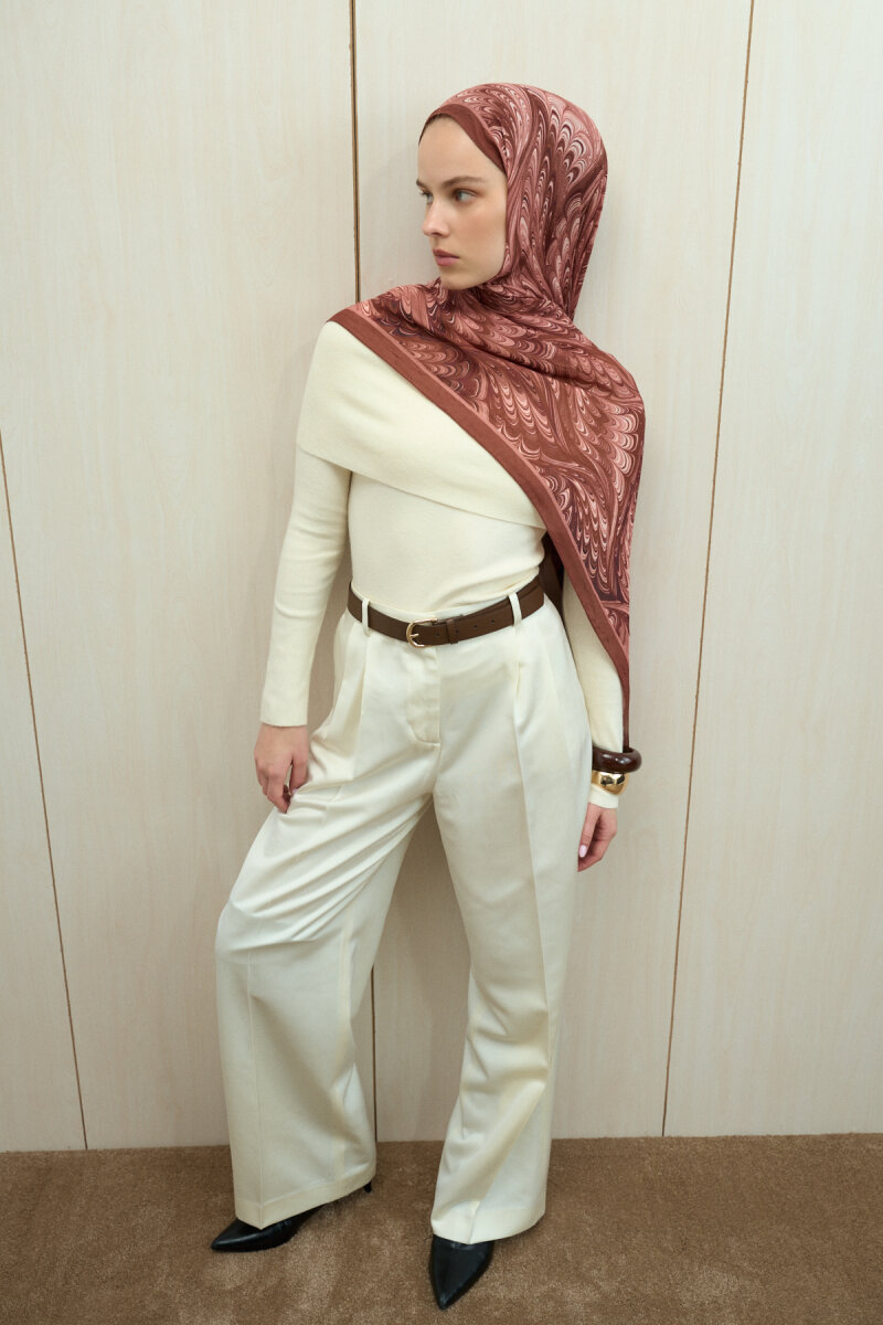 Ebruel Kraş Şal - Kiremit - 3