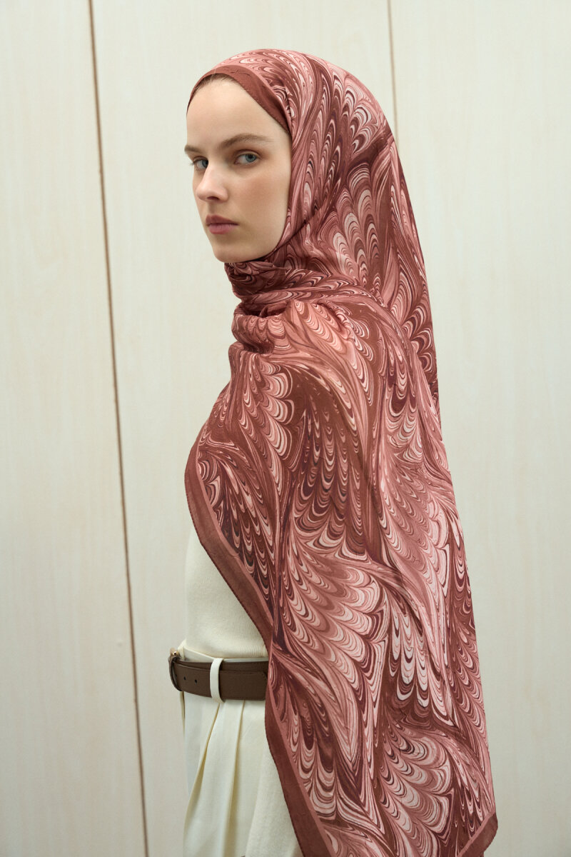 Ebruel Kraş Şal - Kiremit - 4